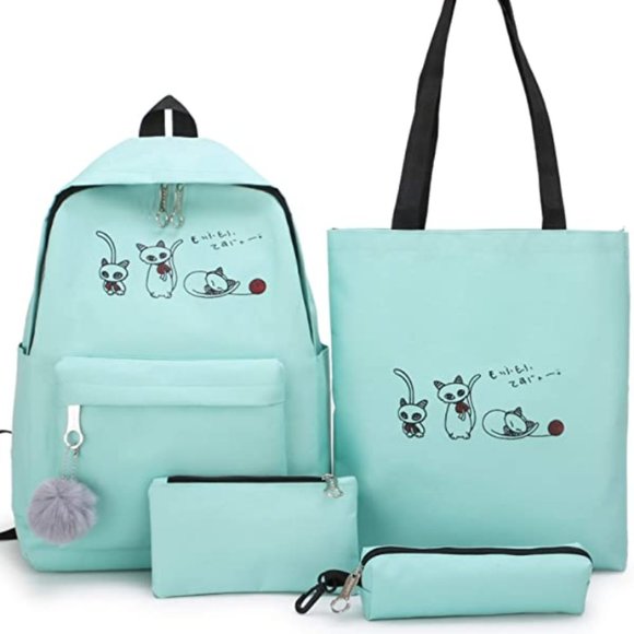 Accessories - NEW CARTOON CAT 4 PC CANVAS BACKPACK SET